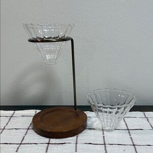 Hearth & Hand Clear Glass Coffee Dripper with Wooden Stand